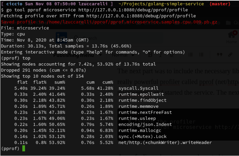 Profiling golang microservices for high throughput on kubernetes/openshift clusters 